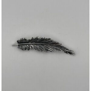 Silver Tone Brooch 3" Fluttering Feather